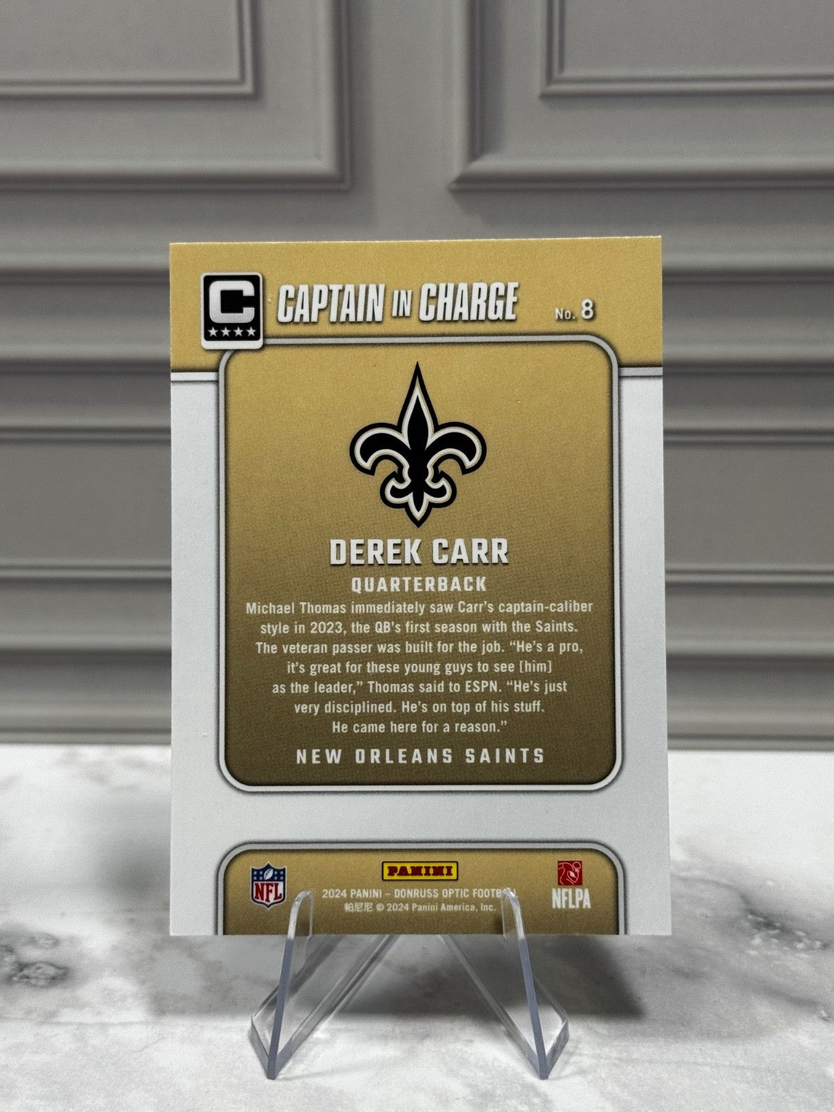 2024 Panini Donruss Optic - #8 Captain in Charge Derek Carr