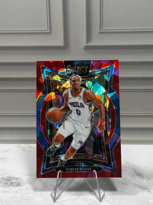 2024-25 Panini Select - #20 Tyrese Maxey Red Cracked Ice Prizm