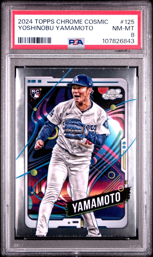2024 TOPPS CHROME COSMIC #125 YOSHINOBU YAMAMOTO PSA 8