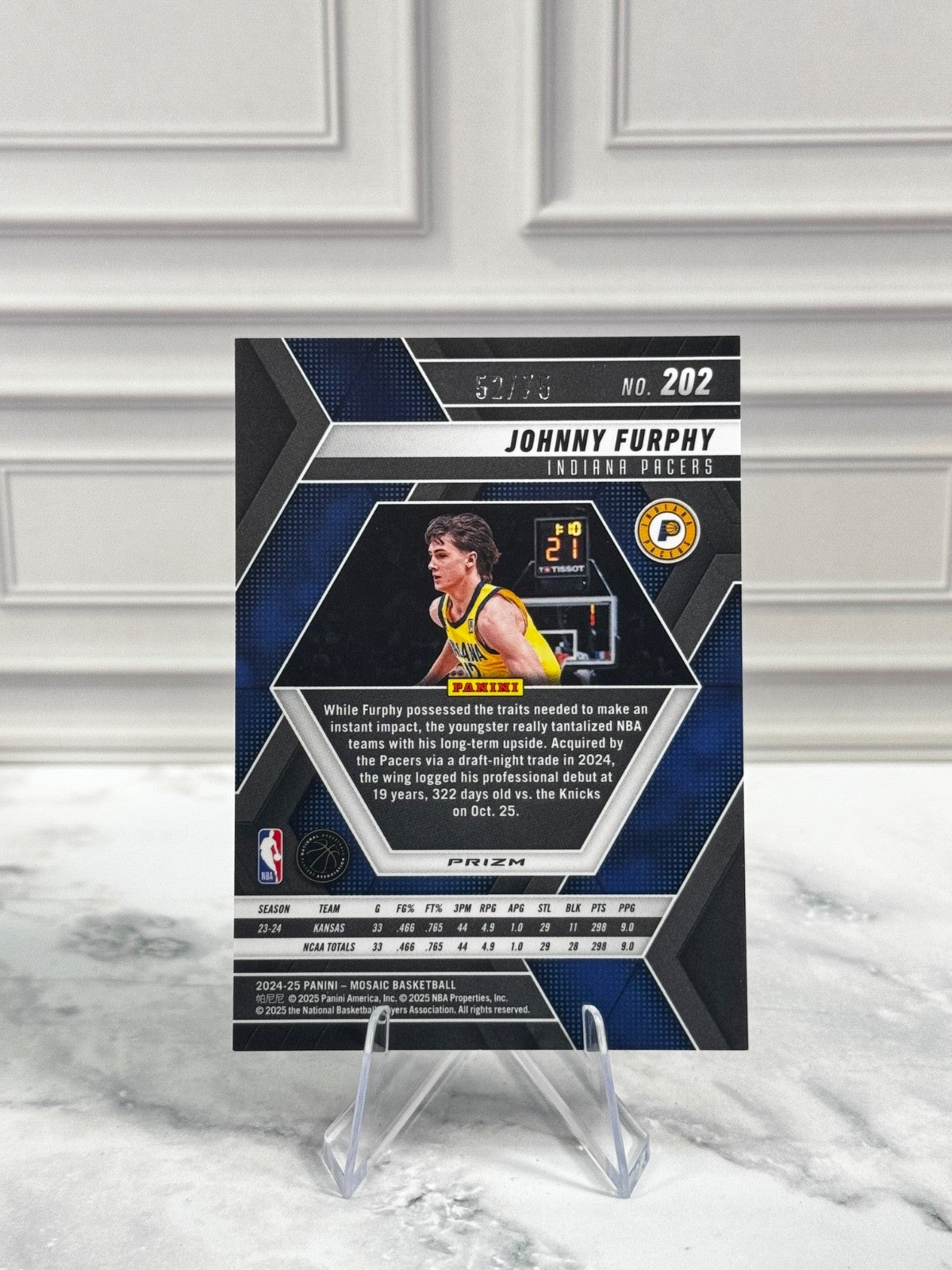 2024-25 Panini Mosaic - Rookies Johnny Furphy #202 Blue Flourescent /75 (RC)