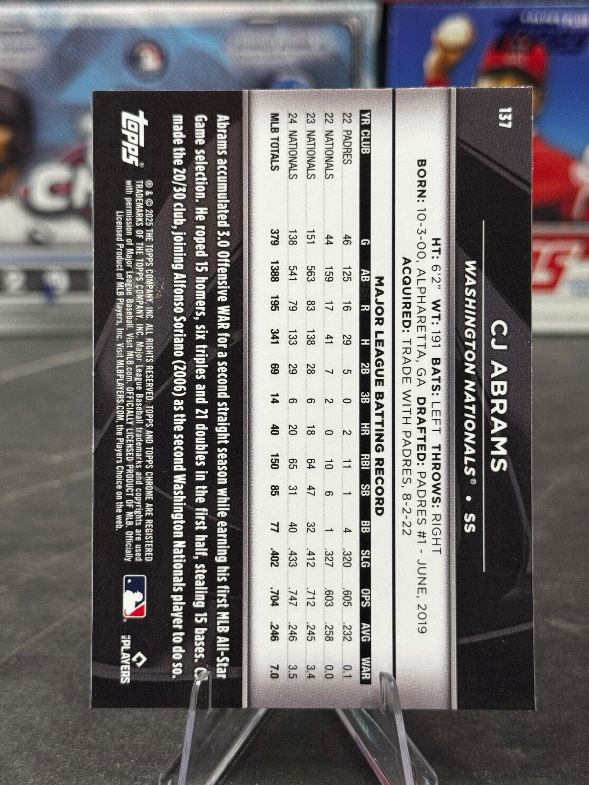 2025 Topps Chrome Black - C.J. Abrams #137