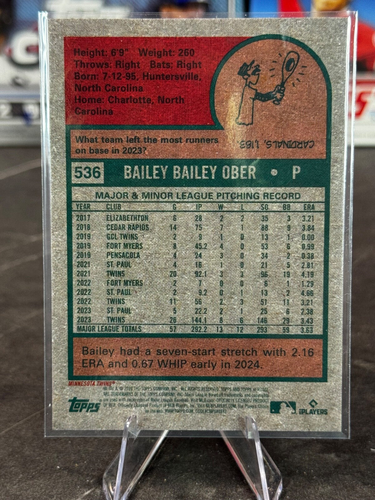 2024 Topps Heritage High - Bailey Ober #536 Green Refractor /699