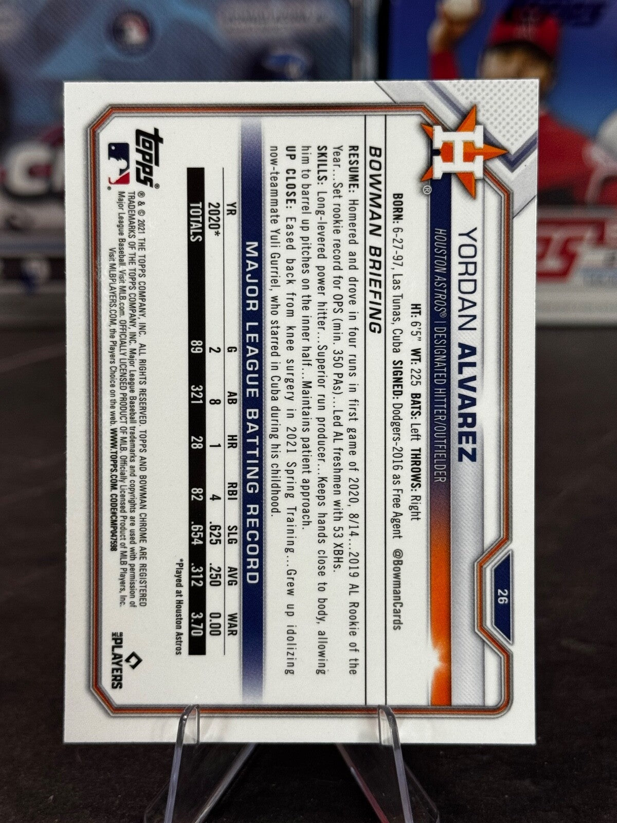 2021 Bowman Chrome - Yordan Alvarez #26