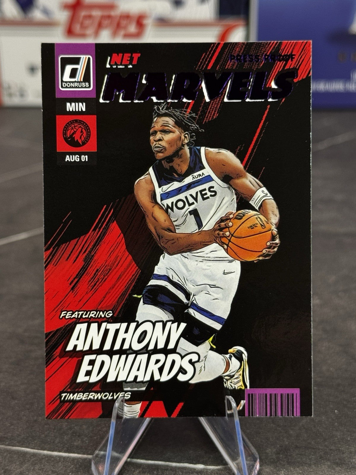 2022-23 Panini Donruss NBA - Anthony Edwards Net Marvels Purple Press Proof #8