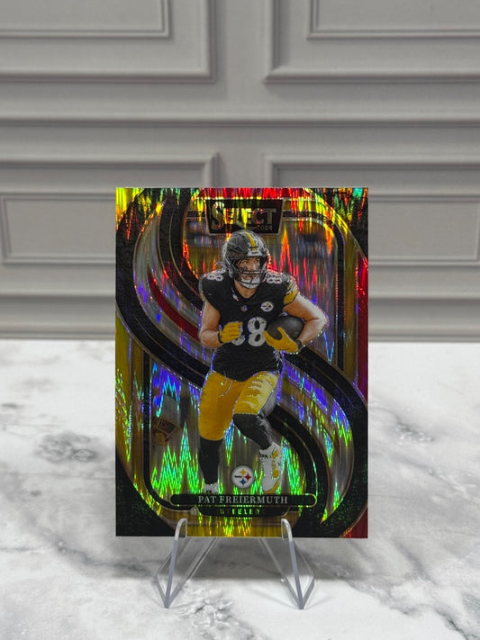 2024 Panini Select - Premier Level Pat Freiermuth #186 Red & Yellow Shock Prizm