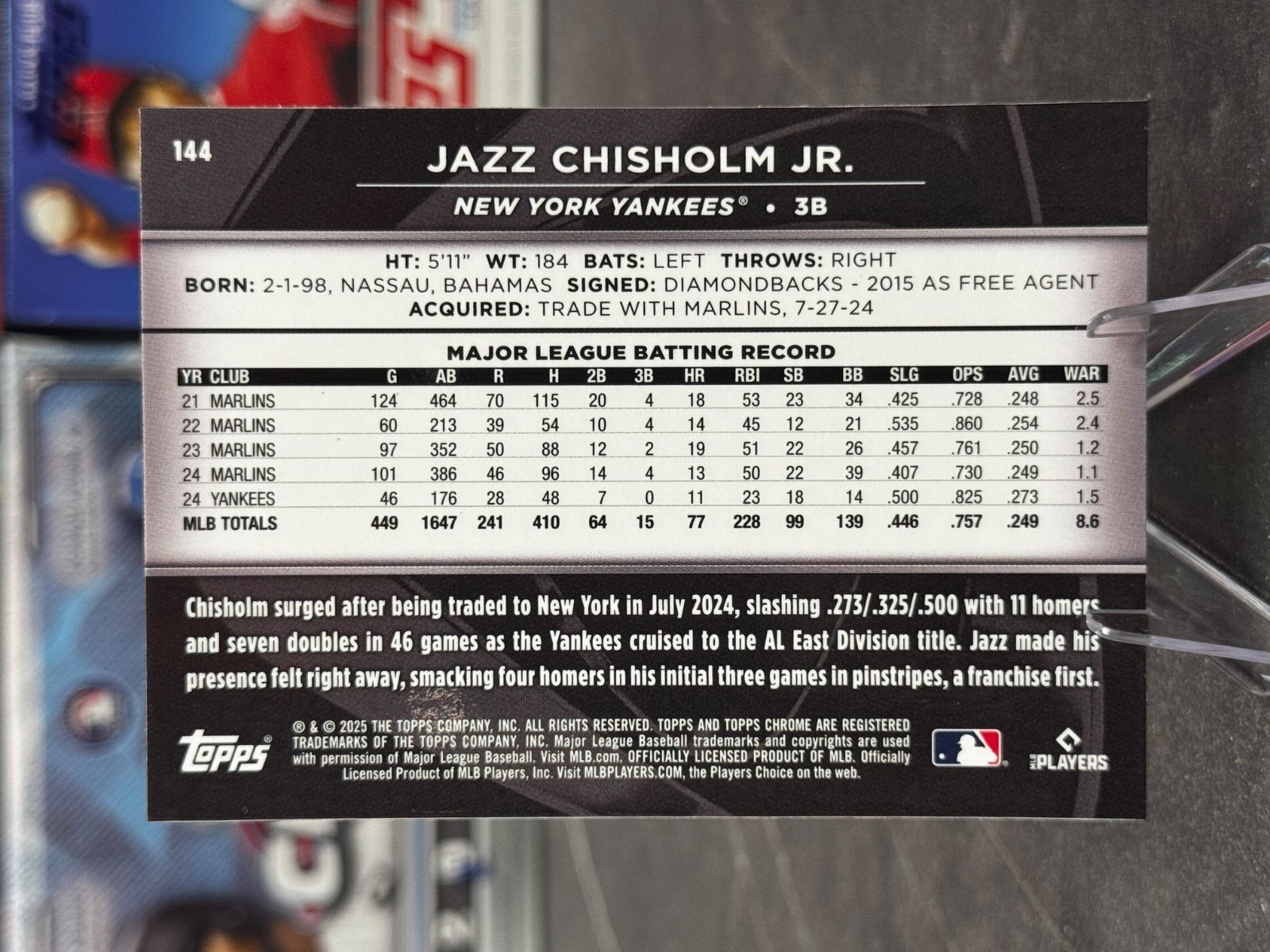 2025 Topps Chrome Black - Jazz Chisolm Jr. #144