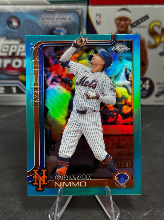 2025 Topps Chrome - #280 Brandon Nimmo Aqua Refractor /299