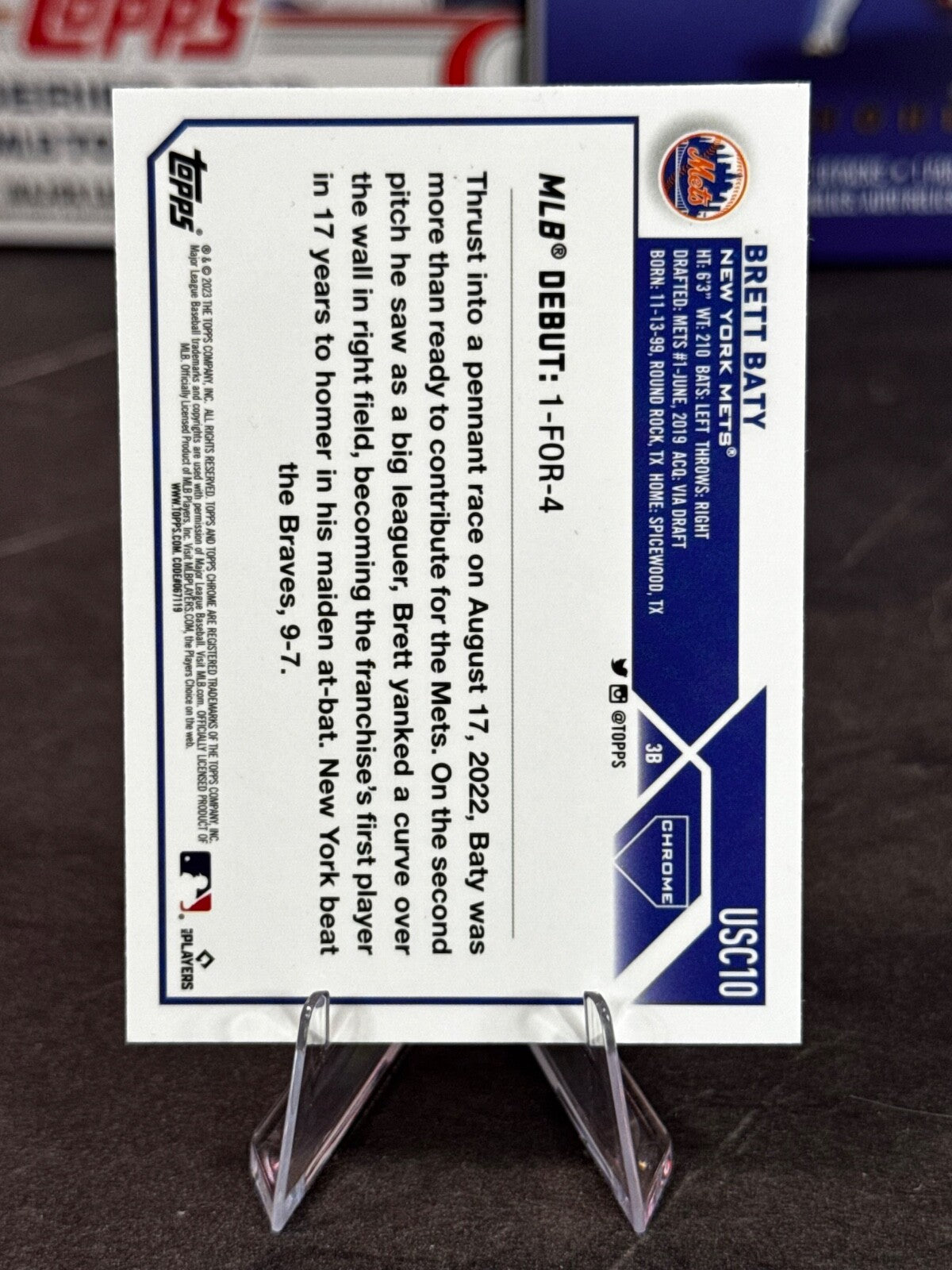 2023 Topps Chrome Update Series - Rookie Debut Brett Baty #USC10 (RC)