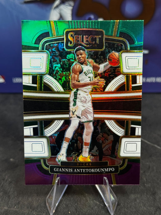 2023-24 Panini Select - Giannis Antetokounmpo #60 Green White Purple Prizm