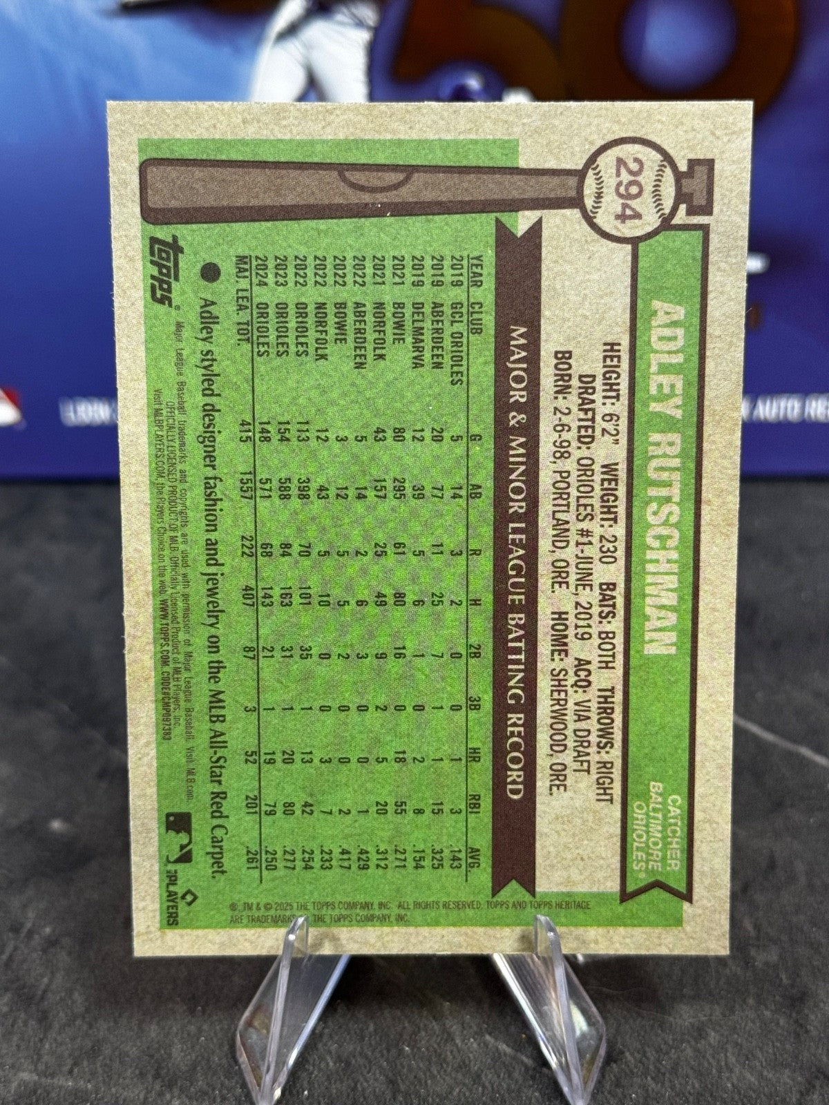 2025 Topps Heritage - Adley Rutschman #294 Chrome Light Blue Sparkle Refractor