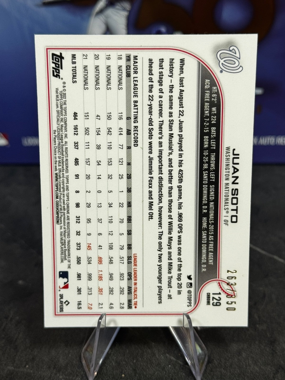 2022 Topps Chrome - Juan Soto #129 Magenta Speckle Refractor /350