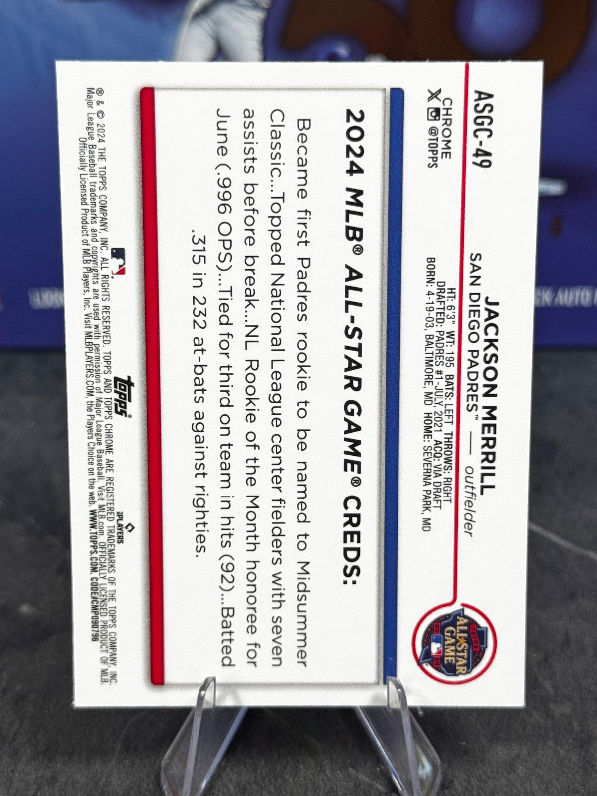 2024 Topps Chrome Update  - 2024 ASG Jackson Merrill Rookie #ASGC-49 (RC)