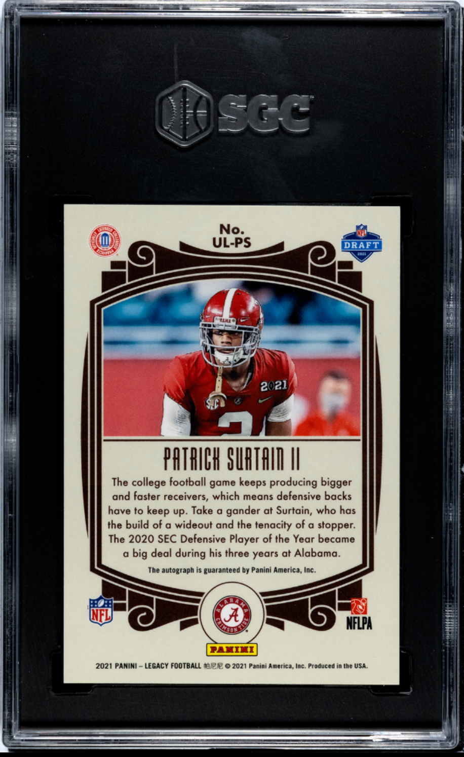 2021 Panini Legacy - #UL-PS Under the Lights Patrick Surtain II SGC 9.5 AUTO 10