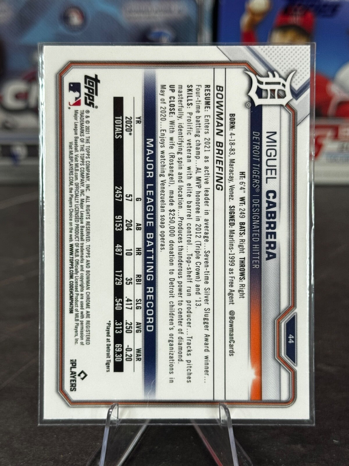 2021 Bowman Chrome - Miguel Cabrera #44
