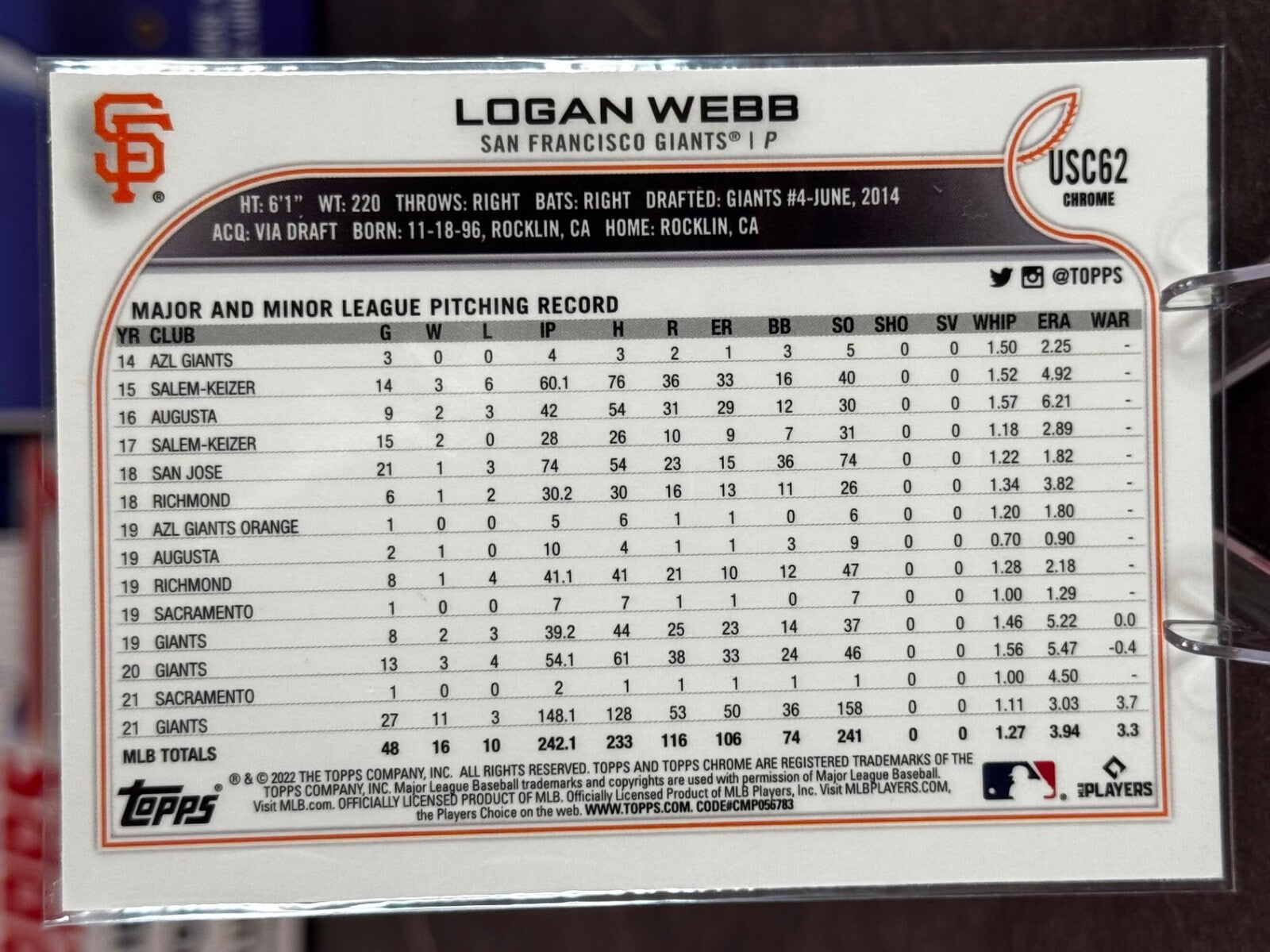2022 Topps Chrome Update Series - Logan Webb #USC62