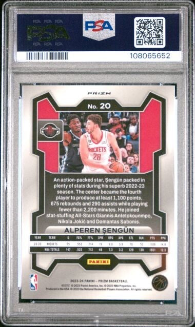2023 Panini Prizm #20 Alperen Sengun Pink Ice PSA 8 NM-MT