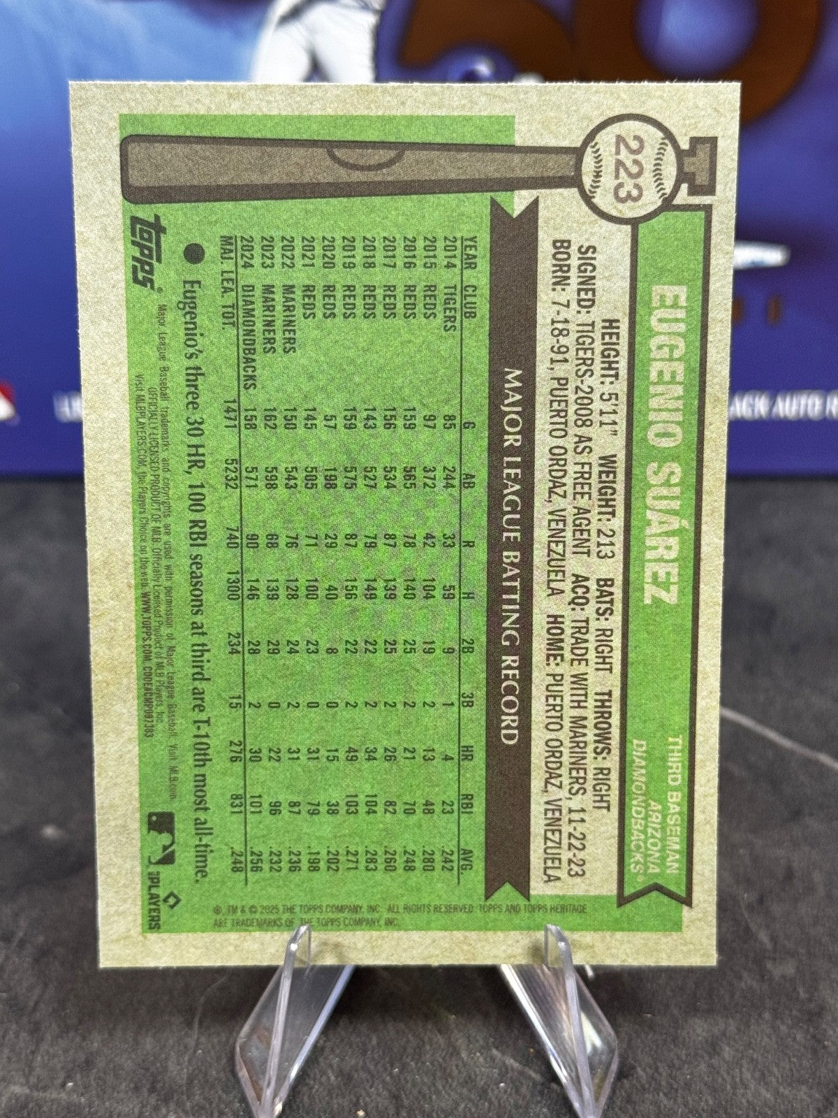 2025 Topps Heritage - Eugenio Suarez #223 Chrome Light Blue Sparkle Refractor