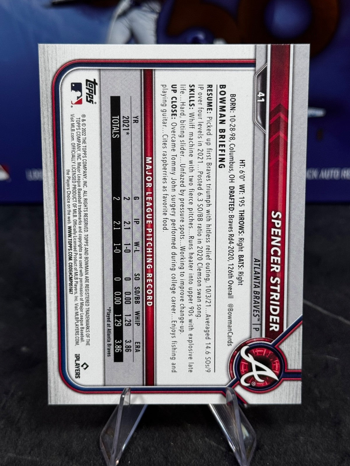 2022 Bowman - Spencer Strider Rookie #41 (RC)