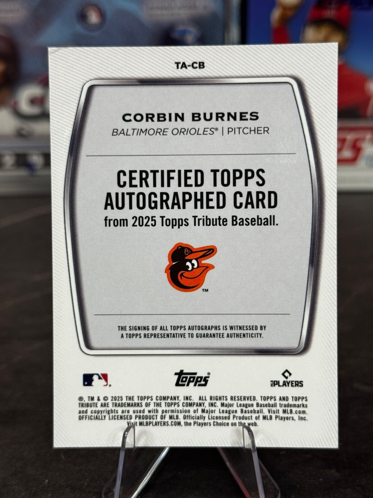 2025 Topps Tribute Tribute Auto Blue /150 Corbin Burnes #TA-CB Auto Orioles
