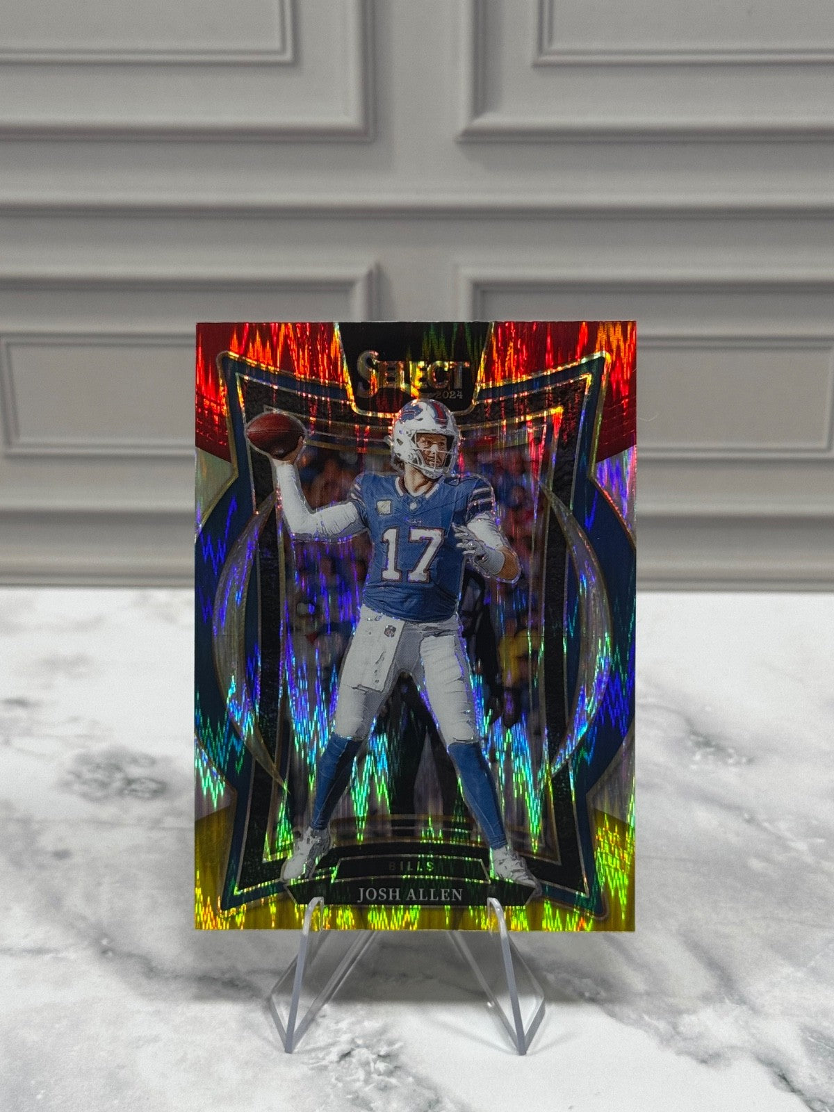 2024 Panini Select - Concourse Josh Allen #34 Red & Yellow Shock Prizm