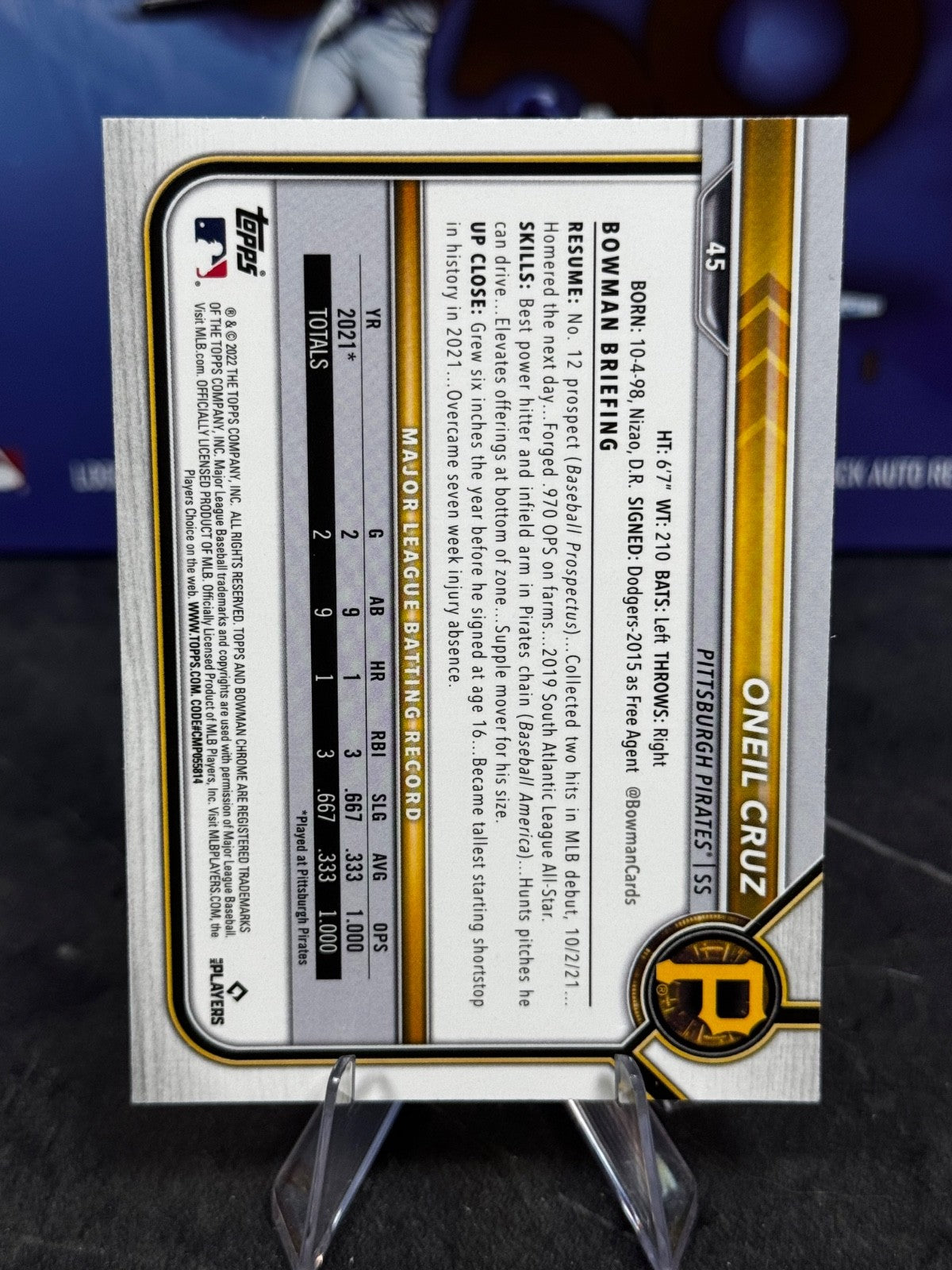 2022 Bowman Chrome - #45 ONEIL CRUZ Rookie (RC)
