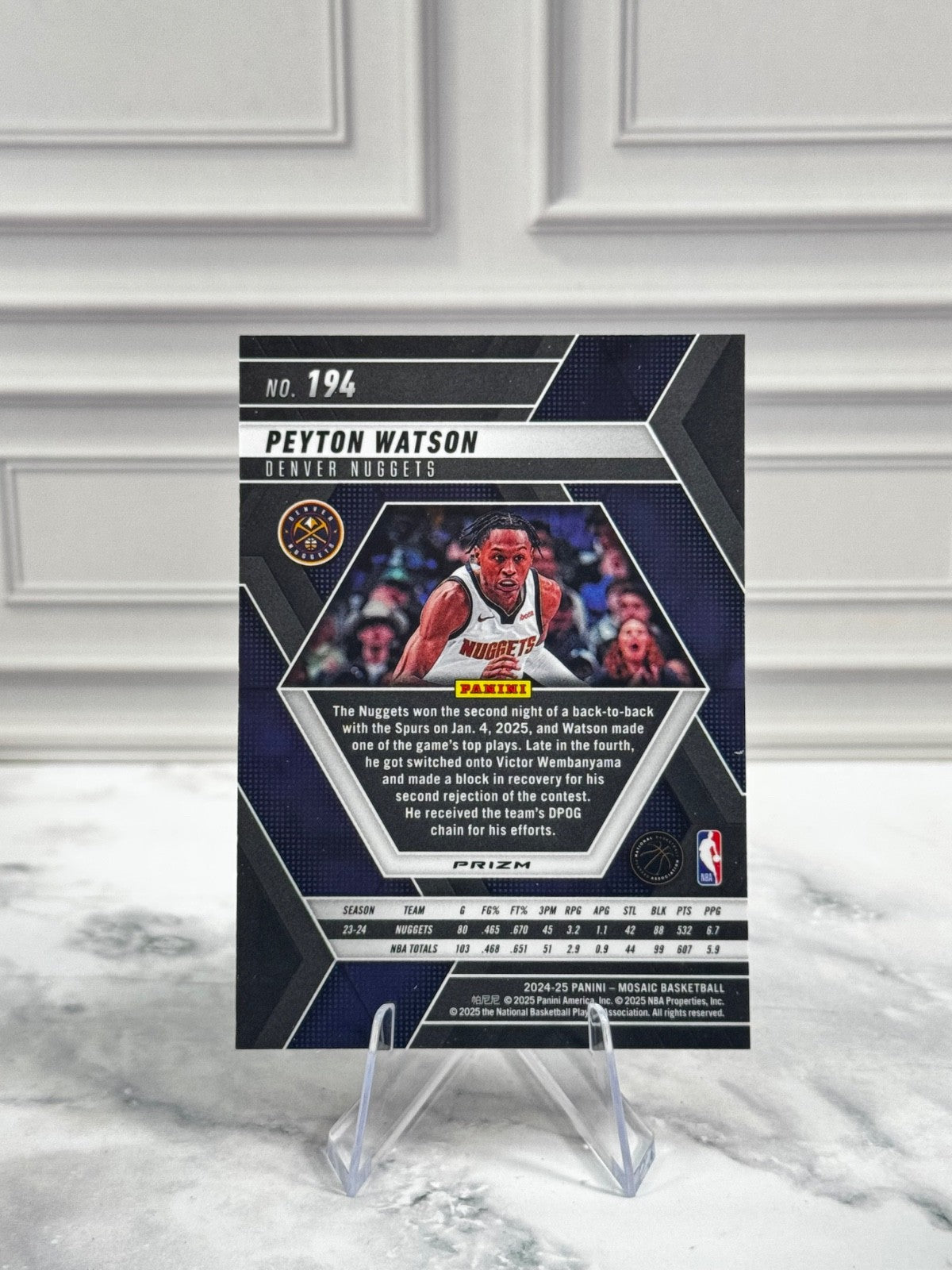 2024-25 Panini Mosaic - Peyton Watson #194 Mosaic Prizm