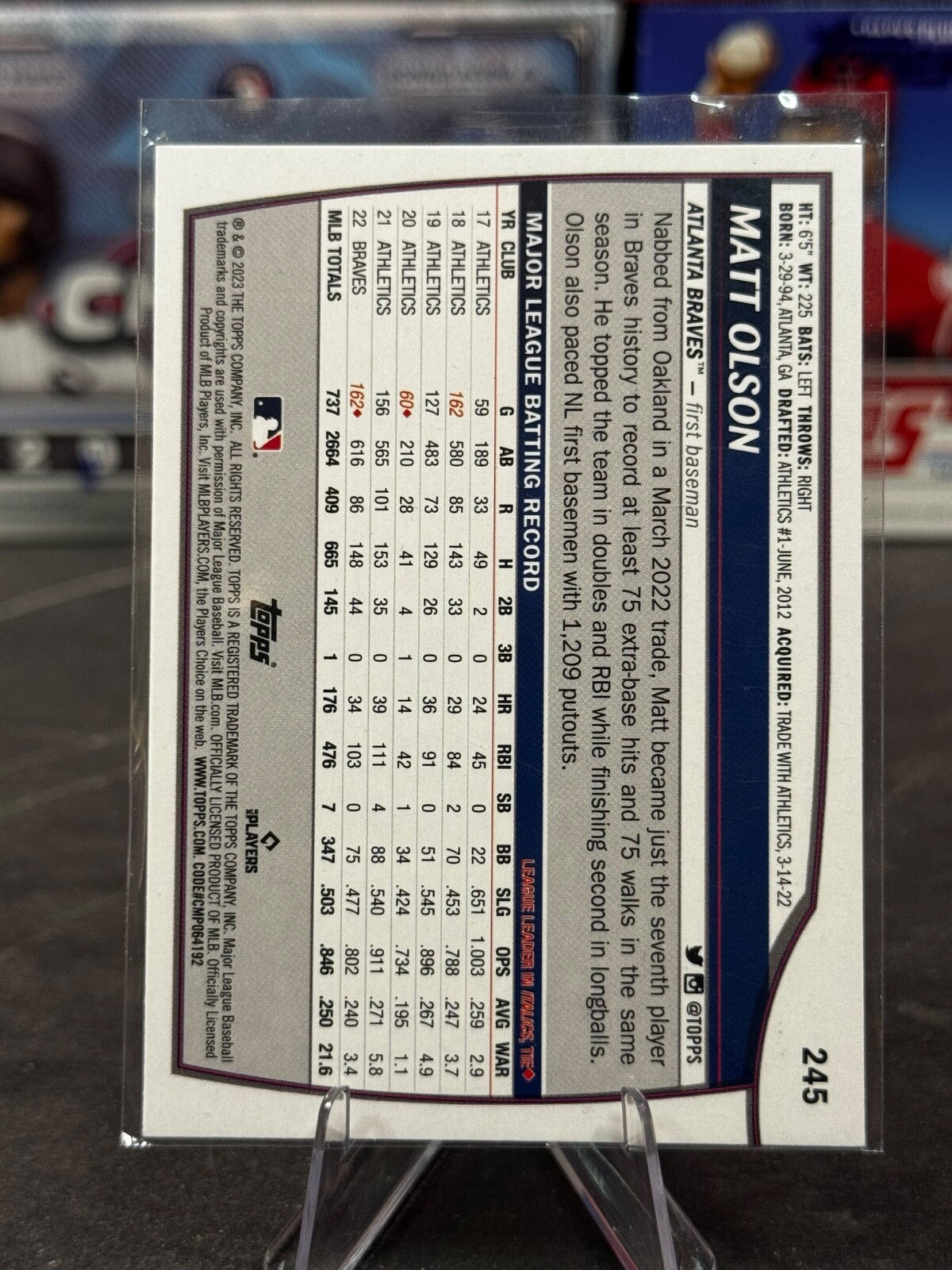 2023 Topps Big League - Rainbow Foil Matt Olson #245