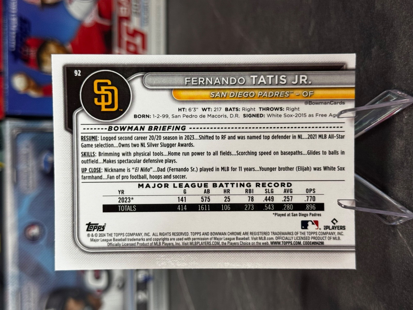 2024 Bowman Chrome - Fernando Tatis Jr. #92 Mojo Refractor