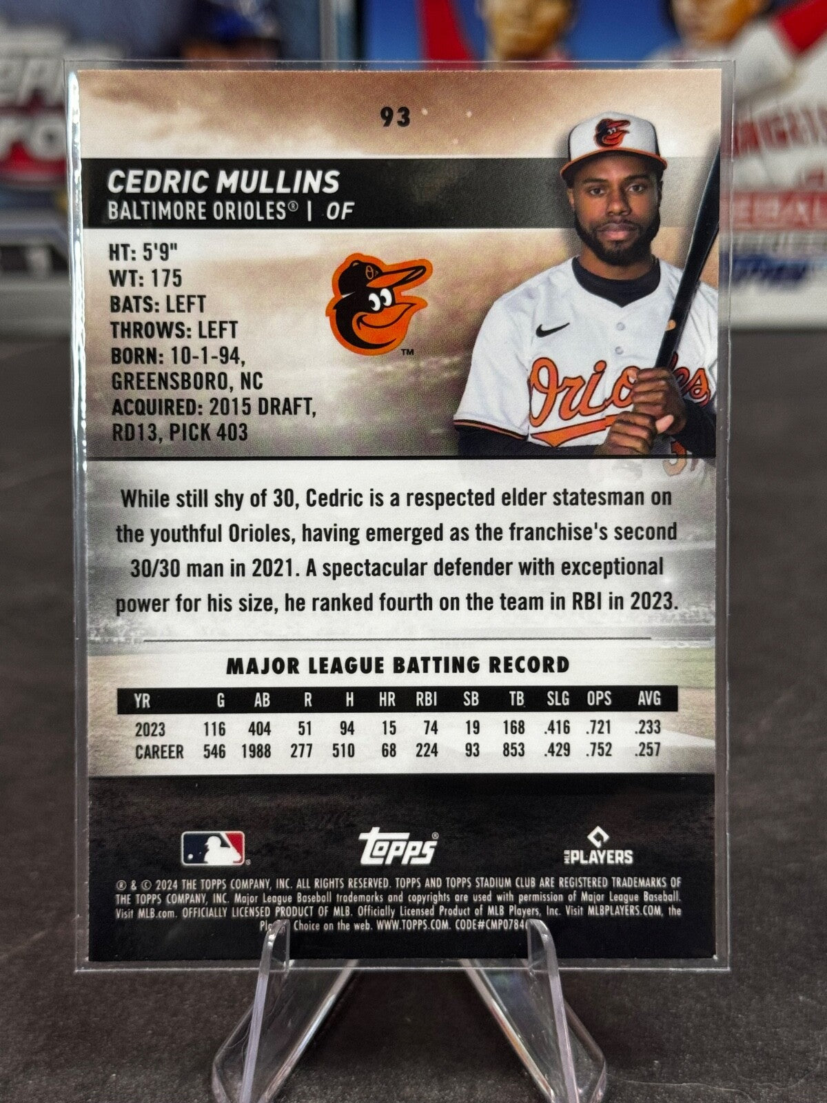 2024 Topps Stadium Club - Cedric Mullins #93 Chrome