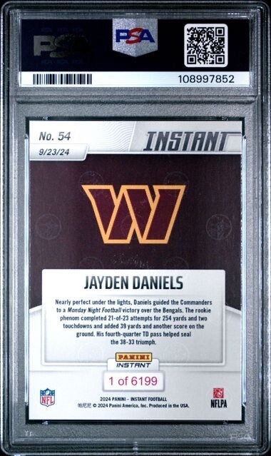 2024 Panini Instant - NFL #54 Jayden Daniels Rookie (RC)