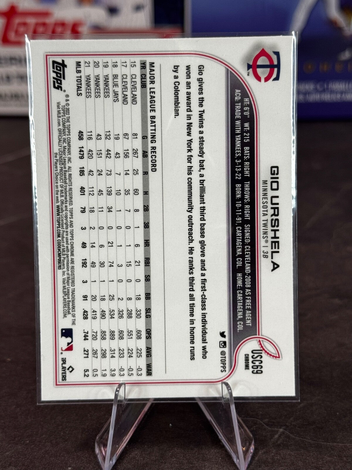 2022 Topps Chrome Update Series - Gio Urshela #USC69 Purple Refractor