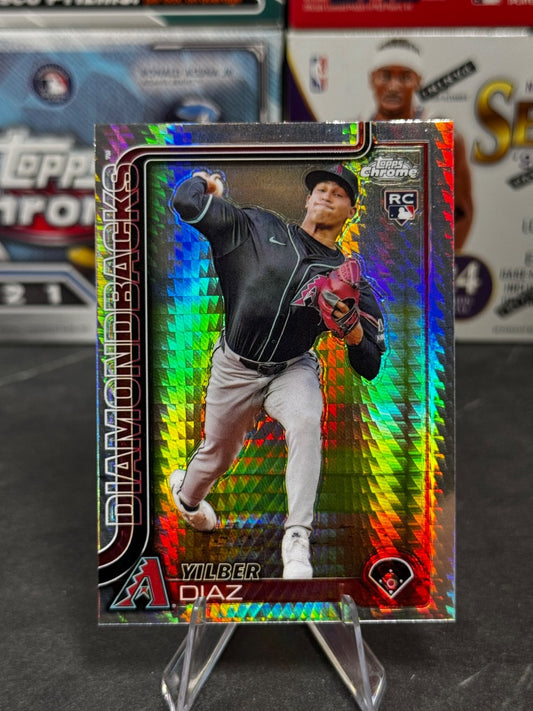 2025 Topps Chrome - #8 Yilber Diaz Rookie Prism Refractor (RC)
