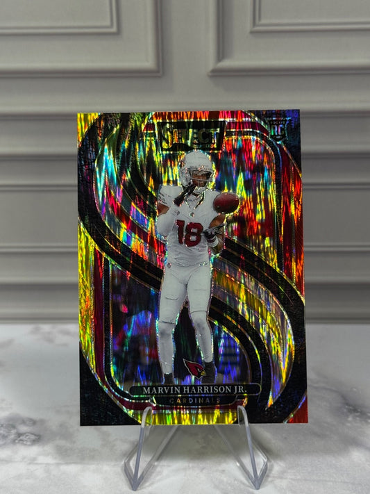 2024 Panini Select - #115 Marvin Harrison Jr. Red & Yellow Prizm Shock (RC)
